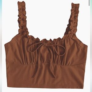 🤎 Brown milk maid crop top cami - cottage core - fairycore- 90s whimsigoth